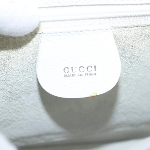 GUCCI Shoulder Bag Leather White Silver 001 1998 1767 Auth BA5637 - Picture 11 of 16